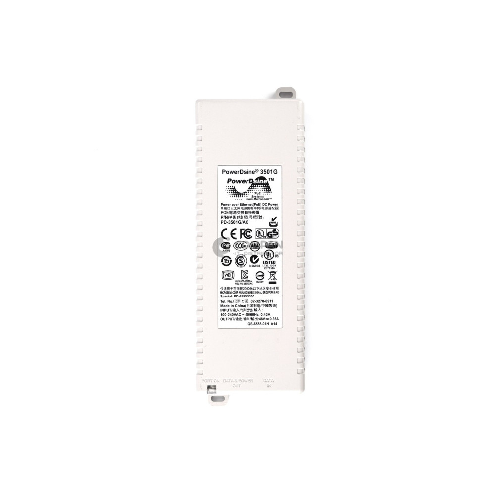 PD-3501G-AC MICROSEMI POWERDSINE POE 1-PORT TO 2X RJ45 POWER INJECTOR ADAPTER